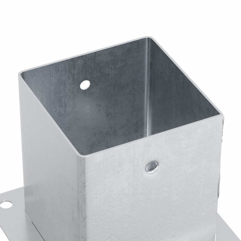 Post Bases Square 4 Pcs 101X101 Mm Galvanised Steel, Silver