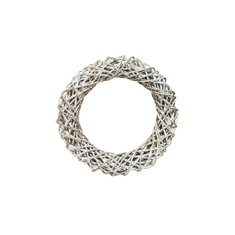 Natural Rattan Hand Finished Wreath, 40" H x 40" W x 10" D, White