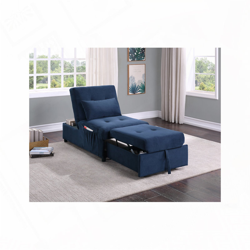 Fauteuil convertible en velours capitonné, Bleu très foncé