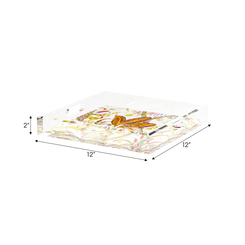 Amazonia Acrylic Square Decorative Tray, Splendor, 12"W x 12"D x 2"H