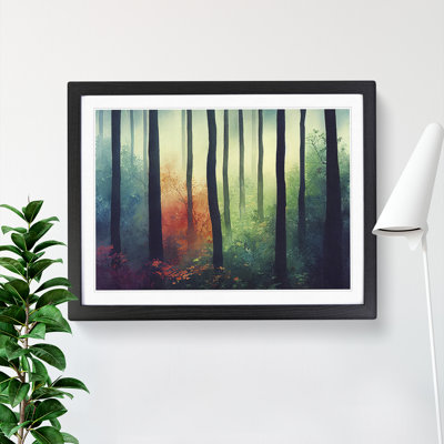 Alert Colourful Forest 1 Piece Single Picture Frame Wall Art