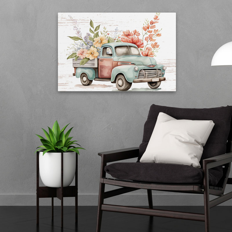 Camion de fleurs rétro VI, H 16 po x l 24 po