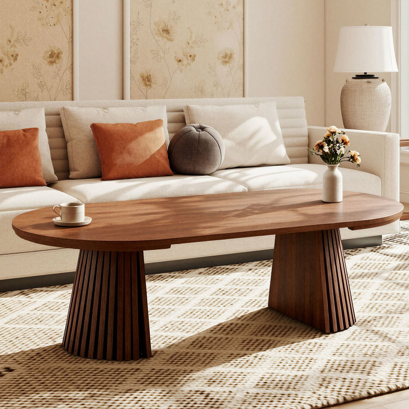 Table basse ovale extensible 31 "à 55", noyer