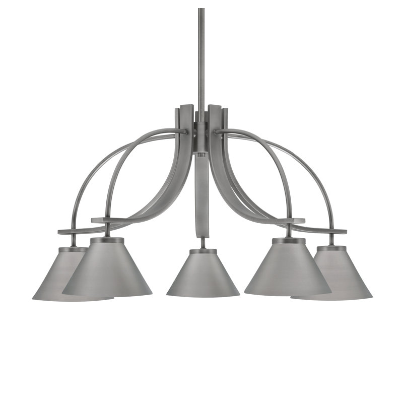 Lustre Cavella Light, avec abat-jour conique en métal de 7 po, H 15,5 po x l 29 po x P 29 po, Graphite, 5