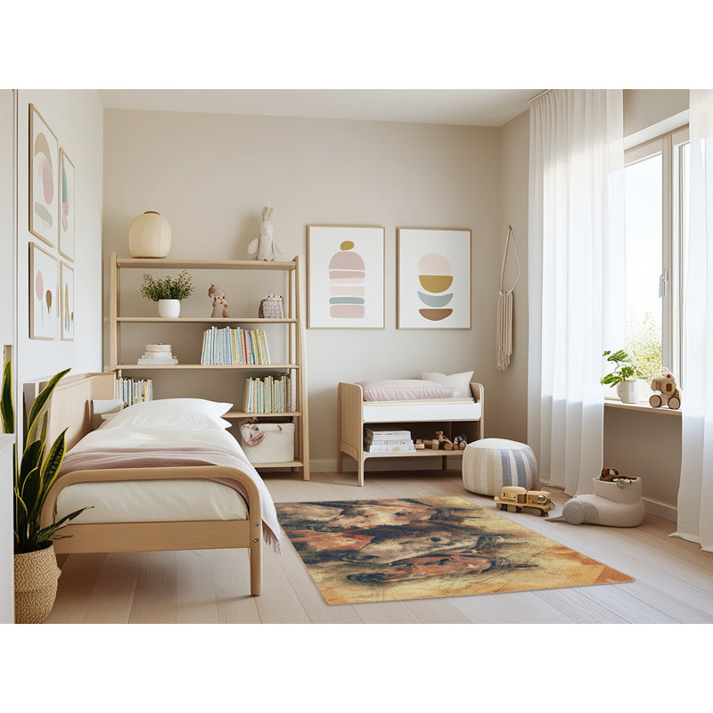 Tapis brun Horses, Rectangle 3 pi x 5 pi