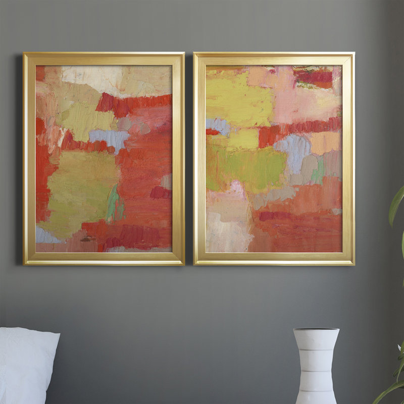Bright Costa I - ensemble de 2 peintures sur toile encadrées, Cadre doré, H 36,5 po x l 53 po x P 1 po