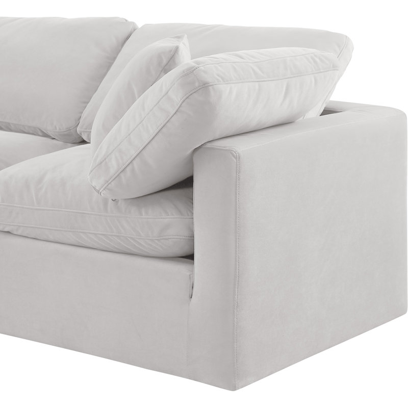 Itala Velvet U-Shaped Sectional Reversible, Cream Velvet