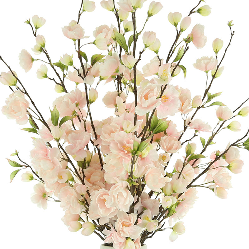 Organic Modern Cherry Blossoms in Ceramic Vase, Pink