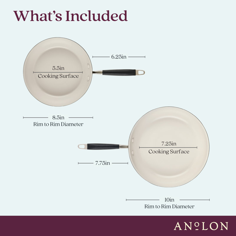Anolon Advanced Ceramic Nonstick Frying Pan Set, 2 Piece, Black