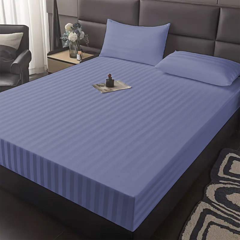 Microfiber Luxury 40cm Deep Fitted Sheet, Washed Blue, Single (3')