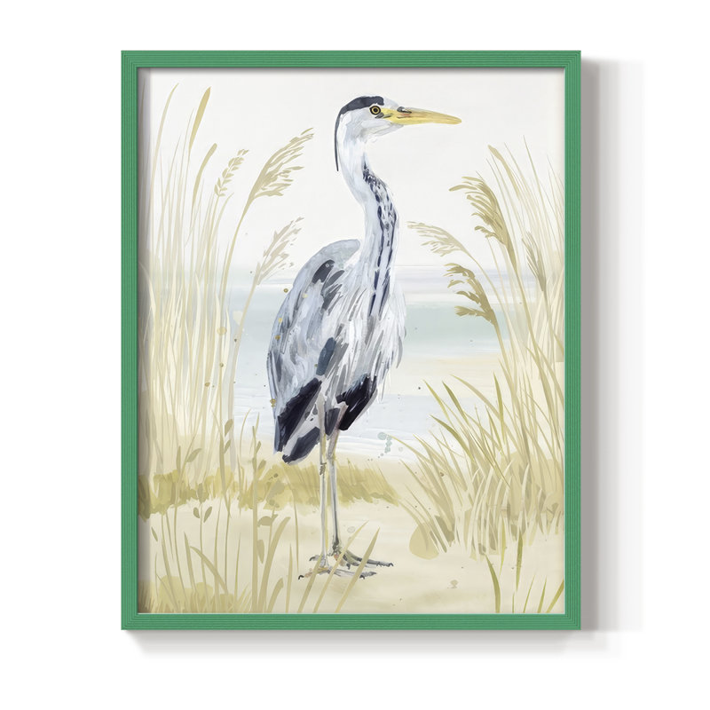 Heron on the Coast I, reproduction encadrée - bois massif, H 15 po x l 12 po, Vert
