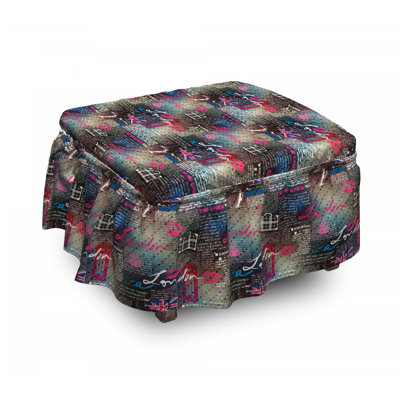 Ensemble de housse pour repose-pieds à coussin de boîte 2 pièces grunge
