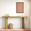 Console moderne avec structure de forme géométrique et grain de bois-1840115539
