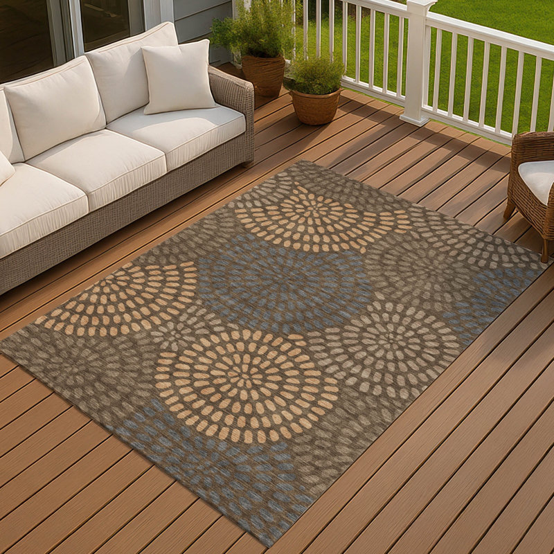 Tapis géométrique intérieur / extérieur lavable à la machine Chantille ACN2492, Chocolat, 2 pi 6 po x 3 pi 10 po