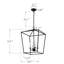 Luminaire suspendu lanterne carré 4 lumières Diran-1502560421