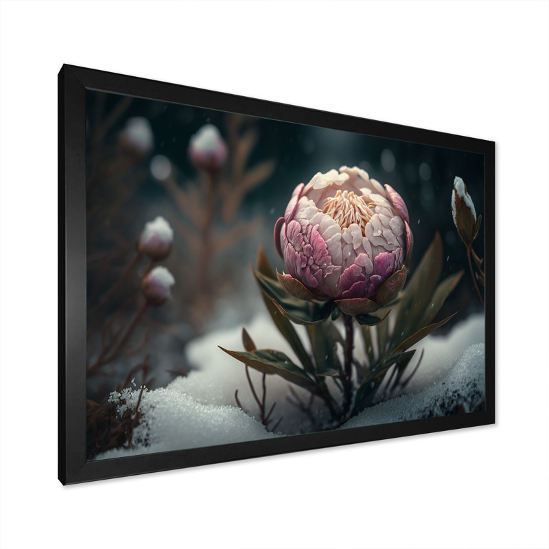 «A Blooming Pink Peony Flower in Winter II», impression sur toile, H 12 po x l 20 po x P 1 po