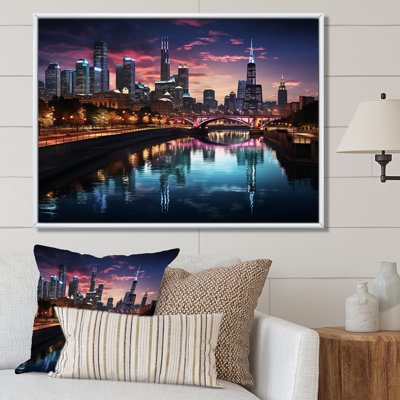 «Chicago Cityscape By Night IV», reproduction sur toile