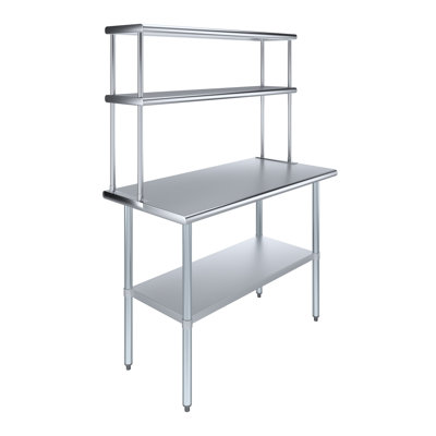 Stainless Steel Top Workbench With 2 Tier Shelf