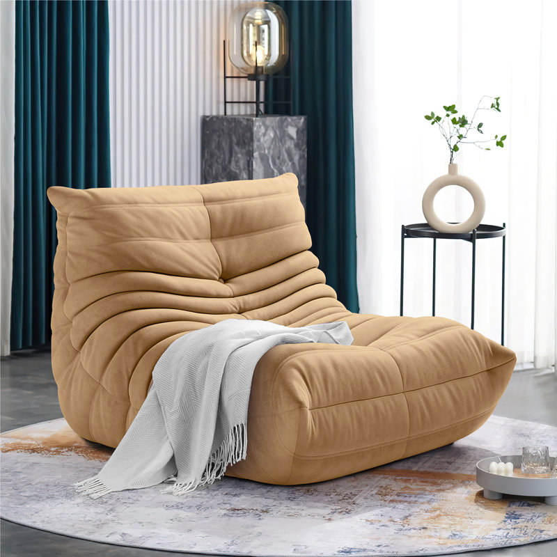 Monett Bean Bag Chair & Lounger, Light Brown Microfiber