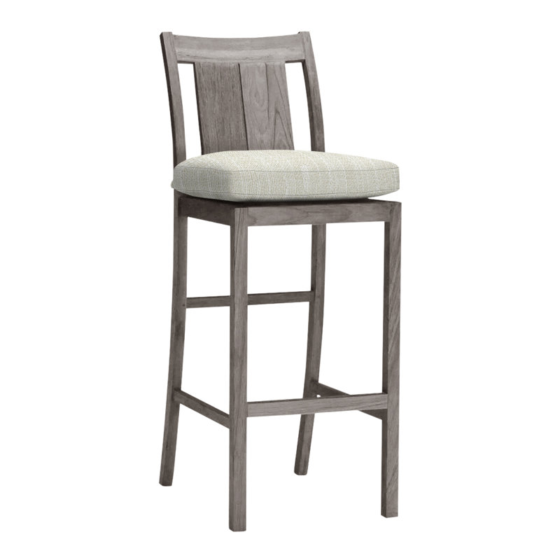 Tabouret de comptoir 24 po Croquet, Pas de soudure, Teck huître, Lin marine