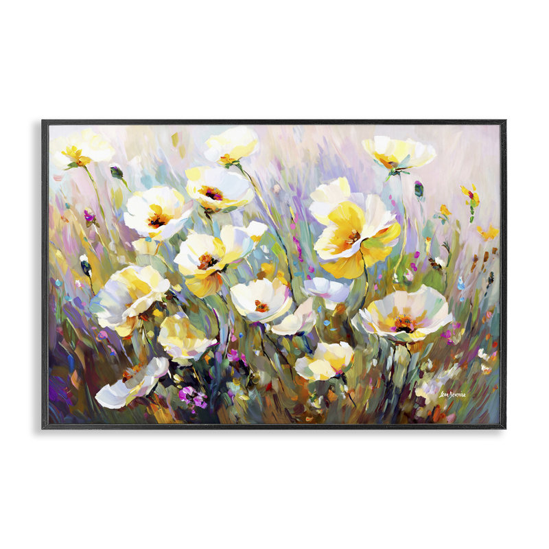 «Sunlit Petals Embrace», estampe numérique encadrée par Leon Devenice, Giclée encadrée noir minuit, H 12 po x l 18 po