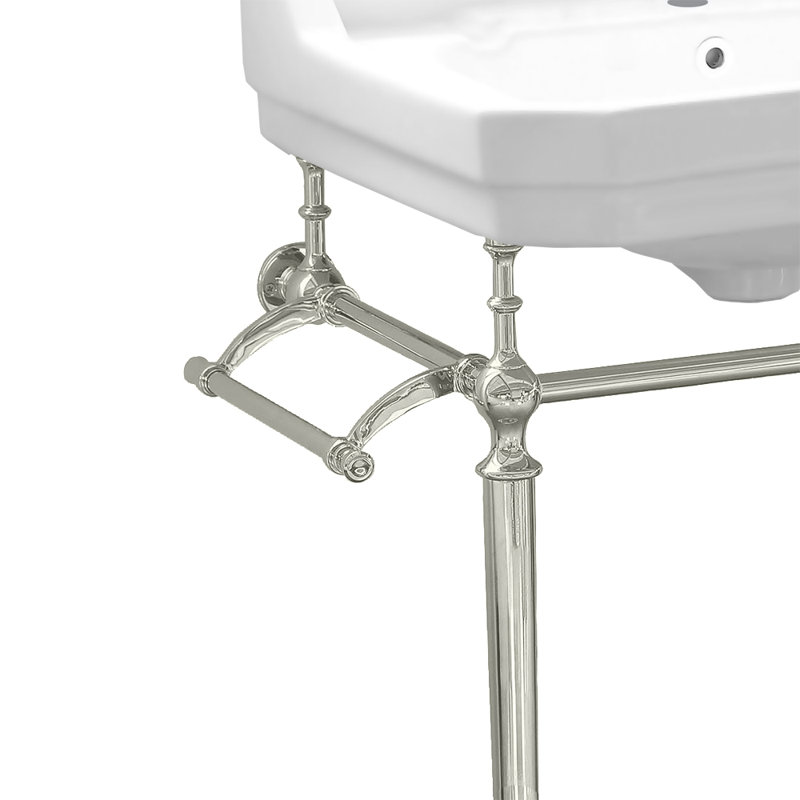 White Ceramic Wall-Mount Console with Matte Black Legs