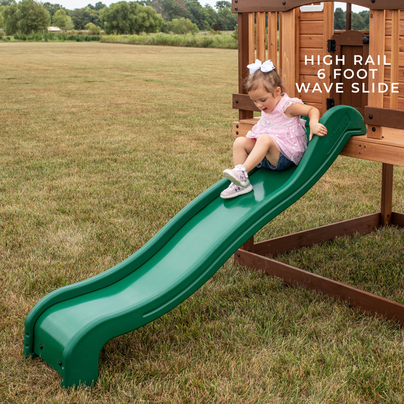 Echo Heights Elevated Cedar Playhouse with Slide and Kitchen