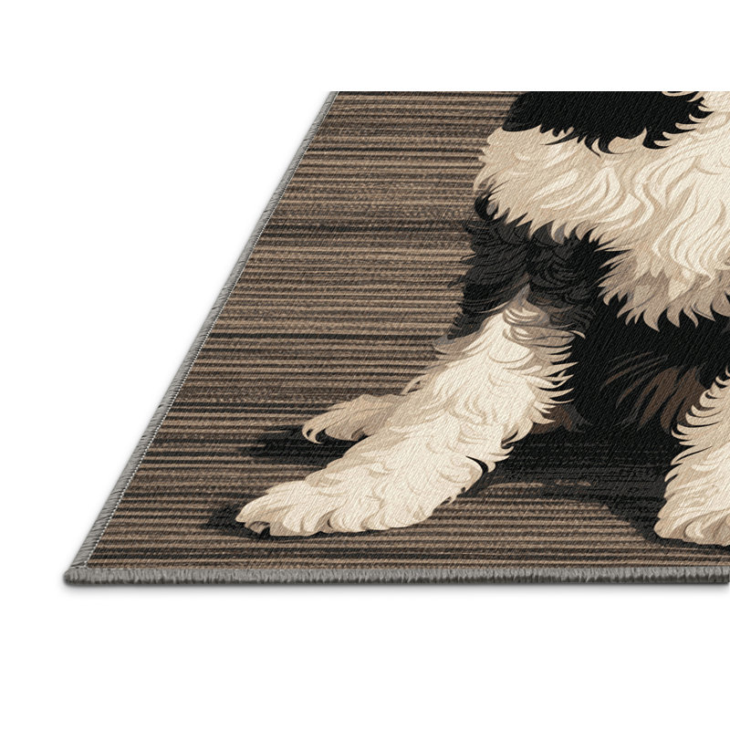 Washable Portuguese Water Dog Dogs Area Rug, Rectangle 8' x 12'
