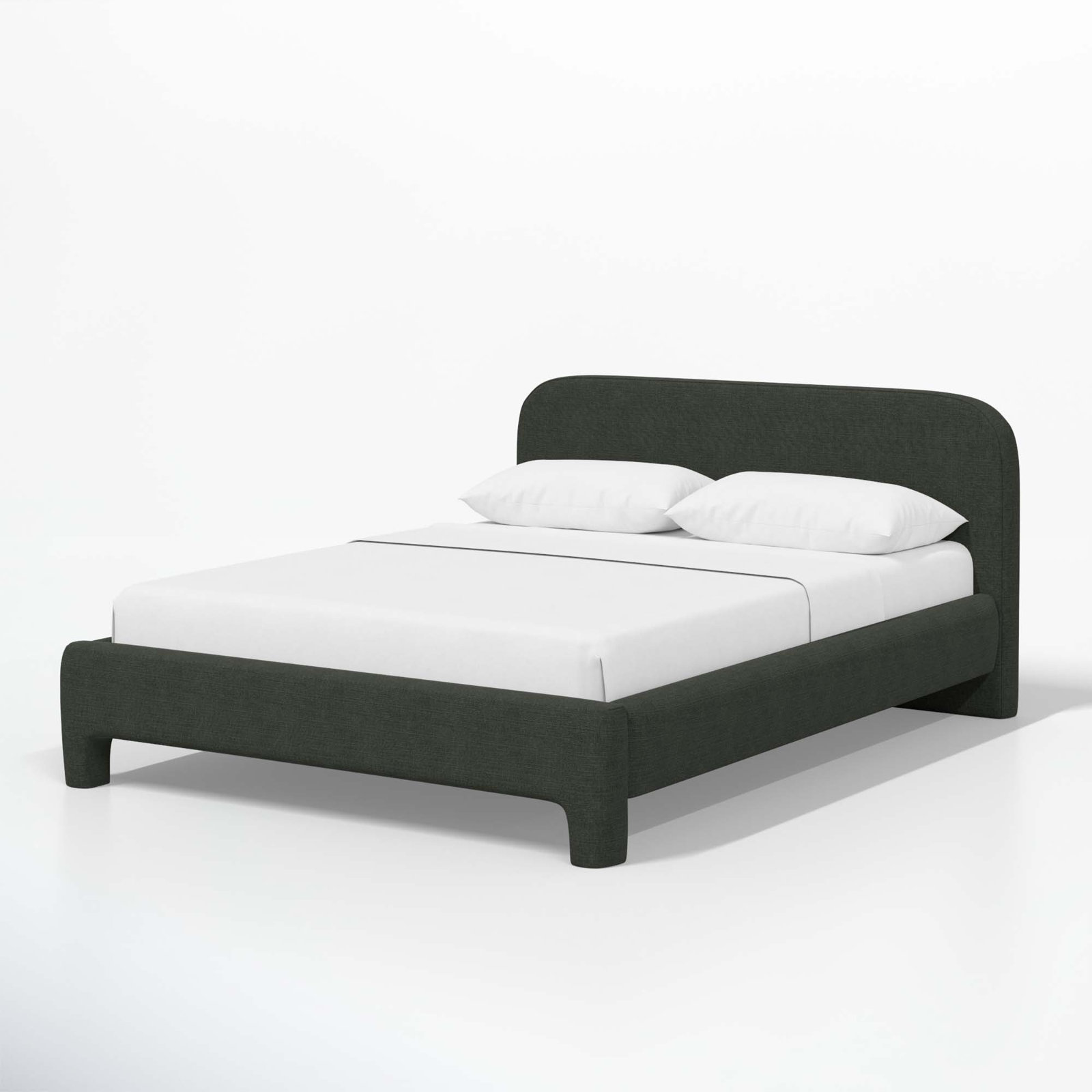 Illy Cotton Upholstered Bed, Full, Classic Black Linen