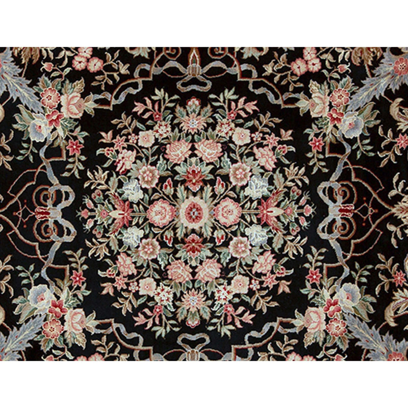 High-Quality Hand-Knotted Black Area Rug