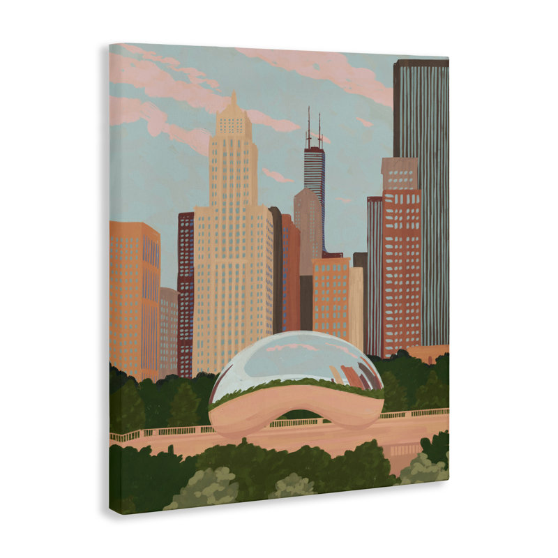 Toile Chicago Bean Cityscape, conception de Veronica Lara, H 30 po x l 24 po