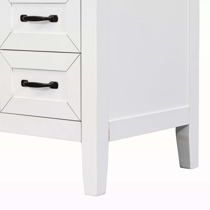 Armoire de salle de bain avec lavabo et tiroirs, Blanc, Noir, noir, noir, noir