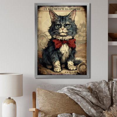Illustration d'un chat avec un arc rouge