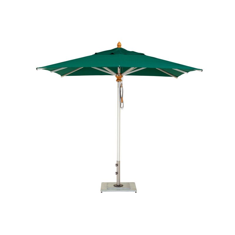 Bravura 7' x 10' Rectangular Market Umbrella, Ash, Square Metal w/ wheels+2.25" Stainless Steel Tube