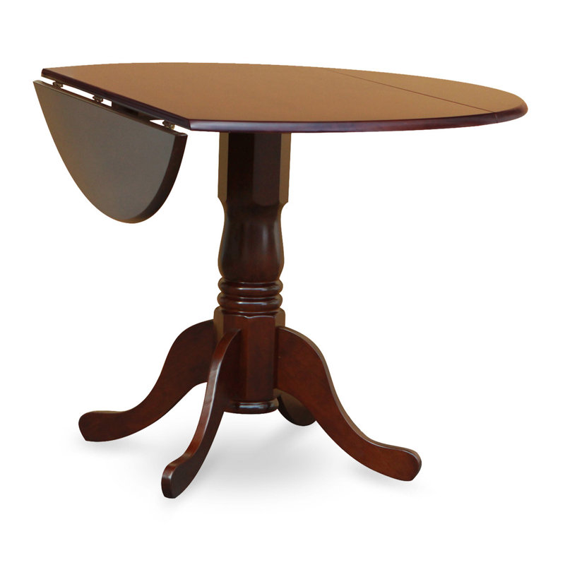 L'ensemble de mobilier de salle à manger 5 pièces comprend une table de cuisine ronde avec Dropleaf et 4 chaises de salle à manger rembourrées en tissu de lin, 42 x 42 pouces, acajou