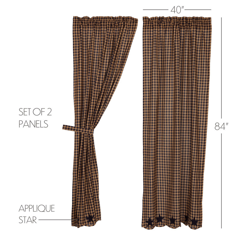 Paire de rideaux obscurcissant avec passe-tringle Star, Marine / naturel, L 40 po x L 84 po