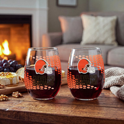 NFL Officially Licensed Stemless Wine Glass Set, 17oz, Set of 2