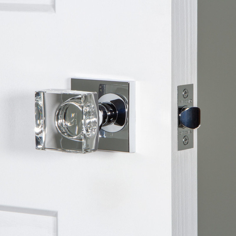 Viaggio Quadrato Rosette Double Dummy with Quadrato Crystal Knob, Bright Chrome, Square