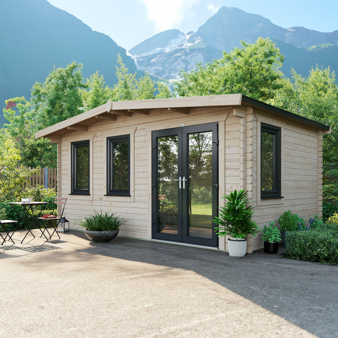 Powersheds Apex 10 x 16ft Chalet Log Cabin, Doors to the Right - 44mm