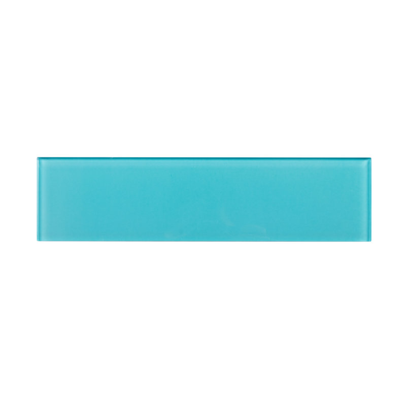 Quality Value Series 3" x 12" Straight Edge Glass Subway Tile, Aqua Blue