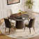 Meghin Modern Round Dining Table with Lazy Susan for 4-6, Sintered Stone Tabletop, Solid Pedestal Carbon Steel Base Pre-Assembly