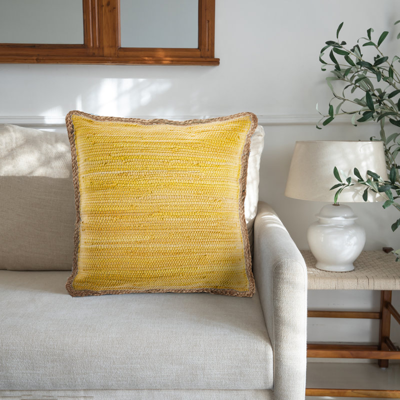 Housse et insert de coussin carré Ingrassellino, Jaune, Housse de coussin seulement - sans insert
