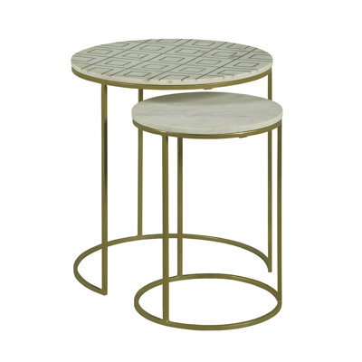 Soulful Textures Marble Nesting End Table