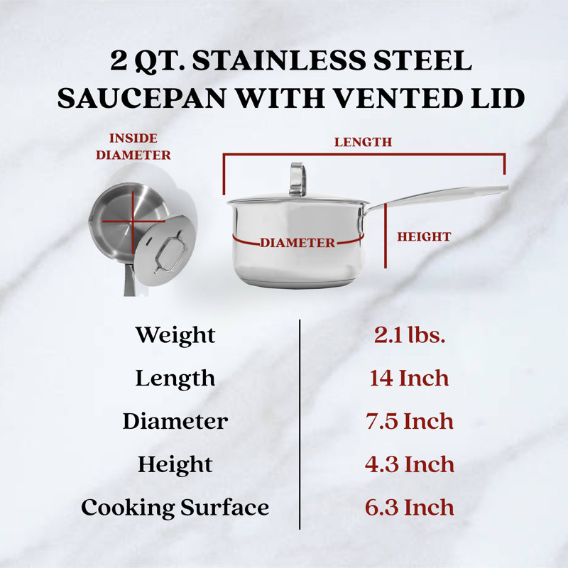 Alva Maestro 2 Qt Stainless Steel Non-Stick Saucier with Pour Spout