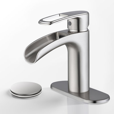 Waterfall Bathroom Faucet - Single Handle Bathroom Faucet With Drain Assembly