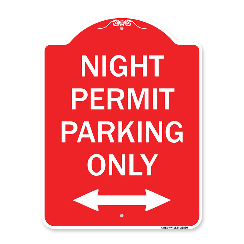 Enseigne Signmission Designer Series - Permis de nuit seulement (avec flèche bidirectionnelle) / 23860, H 18" x l 18" x P 1"