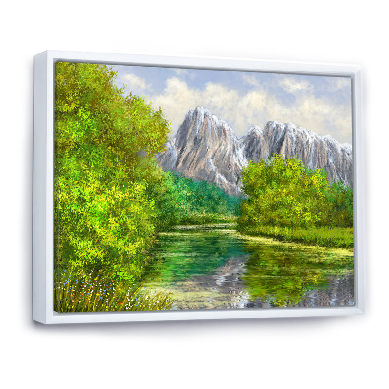 «Green River in Mountain», reproduction sur toile, H 8 po x l 12 po x P 1 po, Cadre flottant blanc