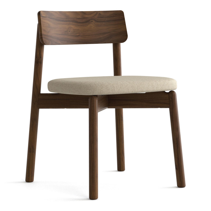 Baton Dining Upholstered Dining Chair, Hemp, Natural Walnut