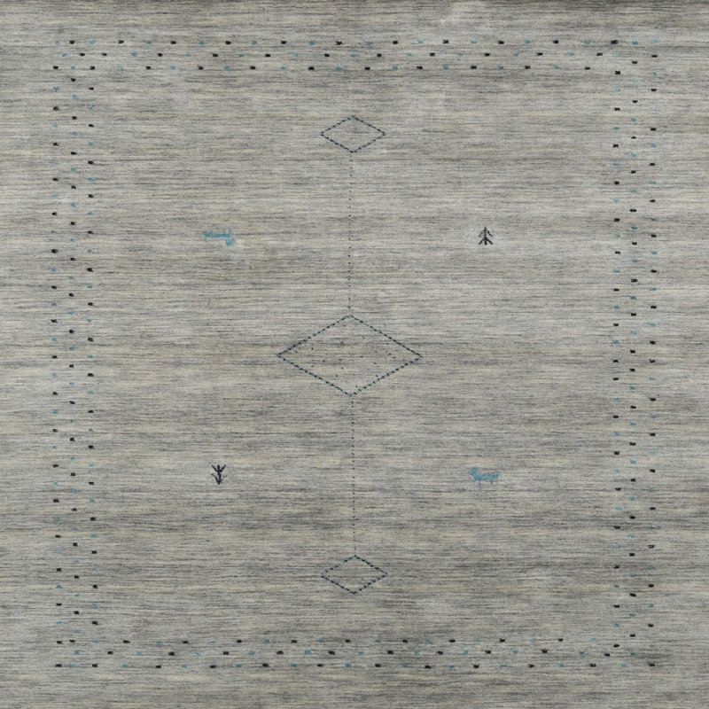 Tapis gris/argenté contemporaine, Carré 3 pi