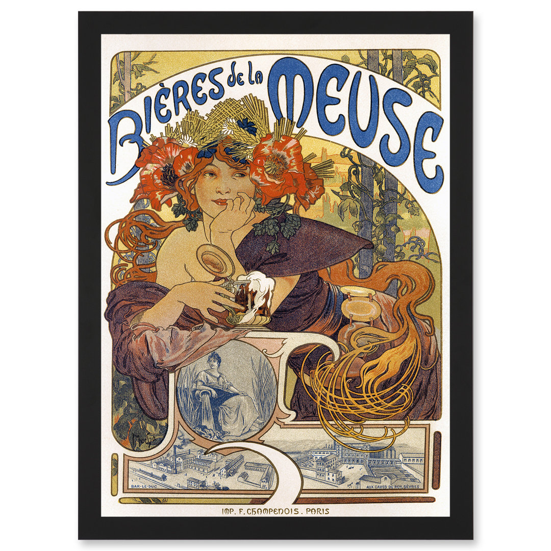 Beer Of The Meuse Paris France Vintage Artwork Framed A3 Wall Art Print